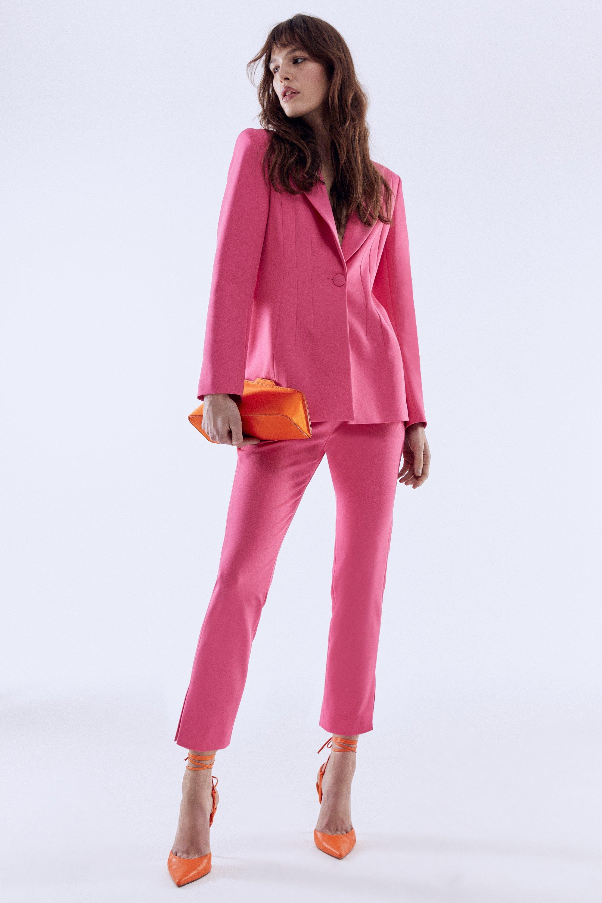 7/8 Split Side Tailored Trouser - Pink