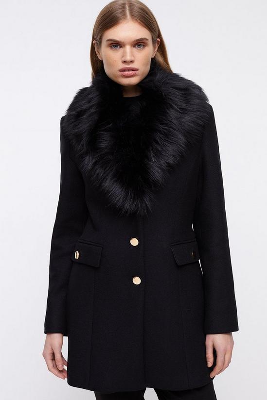 Coast Wool Blend Faux Fur Collar Short Formal Coat 1