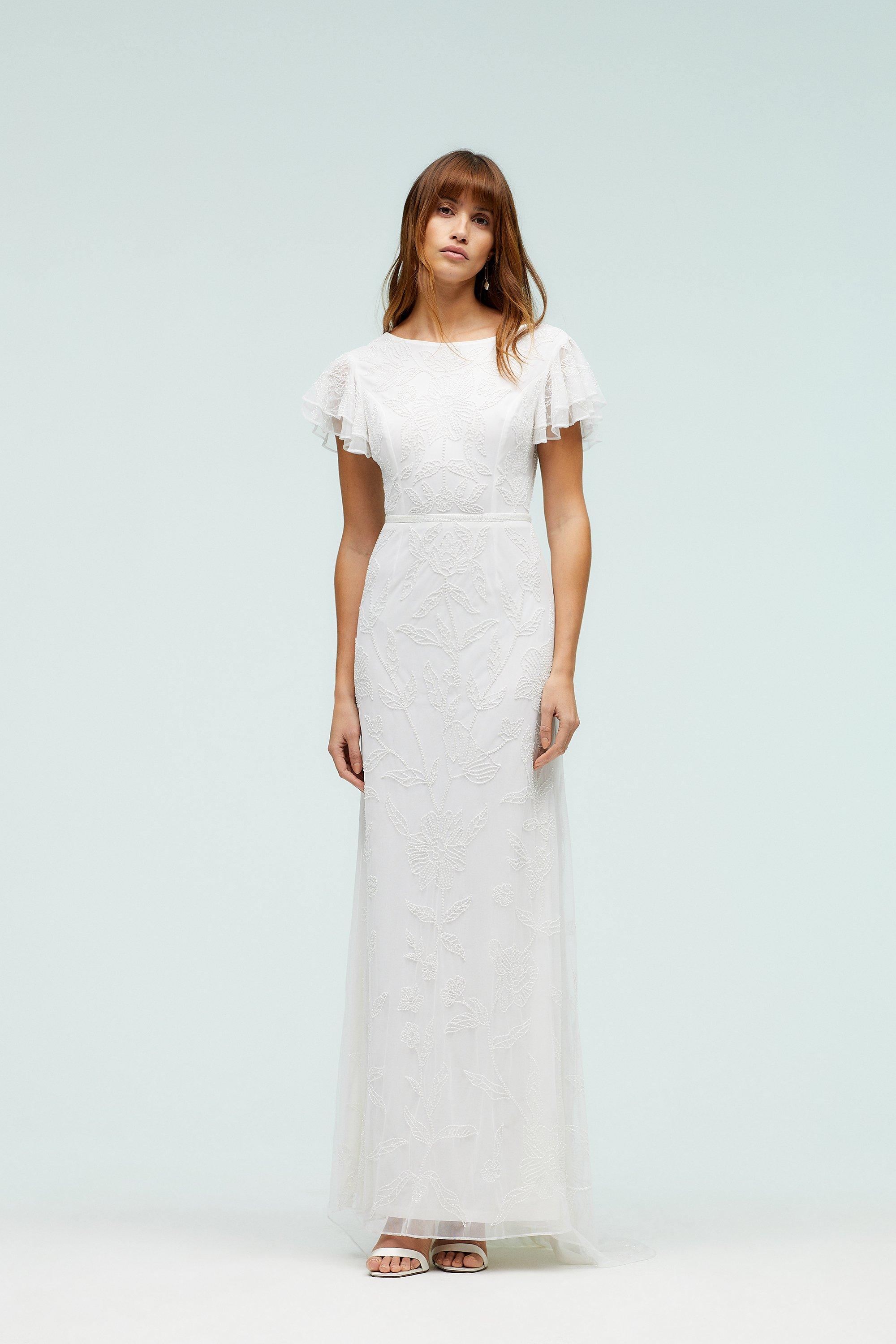 Dresses Flutter Sleeve Floral Embellished Maxi Dress Coast