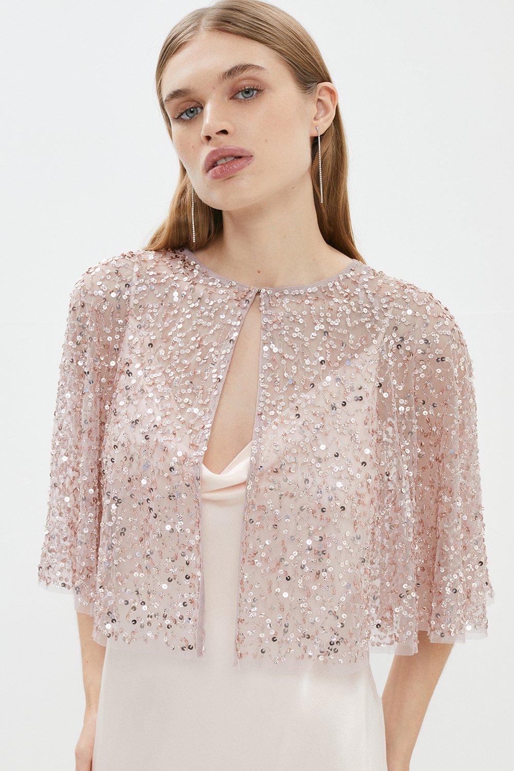 All Over Sequin Cape - Mink