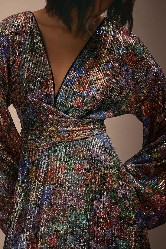 Coast Julie Kuyath Printed Sequin Mini Dress With Blouson Sleeve 2