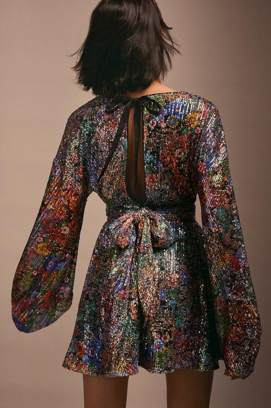 Coast Julie Kuyath Printed Sequin Mini Dress With Blouson Sleeve 3