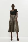 Coast Bardot Cross Front Metallic Jacquard Skirt Midi Dress thumbnail 1