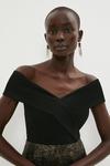 Coast Bardot Cross Front Metallic Jacquard Skirt Midi Dress thumbnail 2