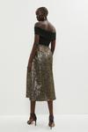 Coast Bardot Cross Front Metallic Jacquard Skirt Midi Dress thumbnail 3