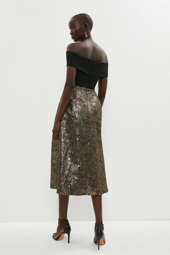 Coast Bardot Cross Front Metallic Jacquard Skirt Midi Dress 3