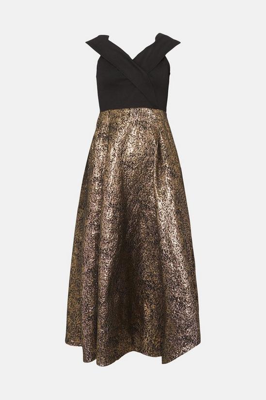 Coast Bardot Cross Front Metallic Jacquard Skirt Midi Dress 4