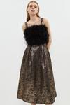 Coast Feather Bodice Metallic Jacquard Full Skirt Midi Dress thumbnail 1