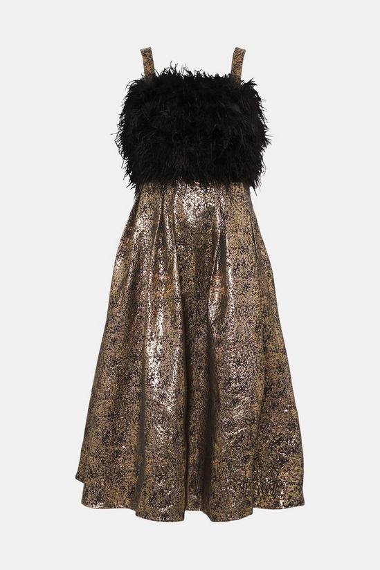Coast Feather Bodice Metallic Jacquard Full Skirt Midi Dress 4