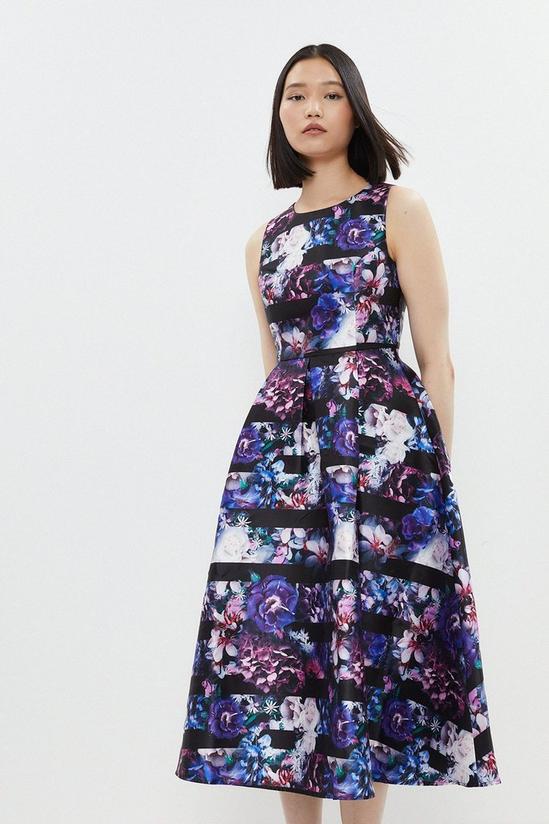 Coast Stripe Floral Print Full Skirt Midi Dress 1