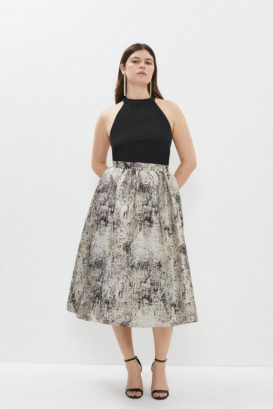 Coast Plus Size Premium Jacquard Skirt Halter Top Midi Dress 1