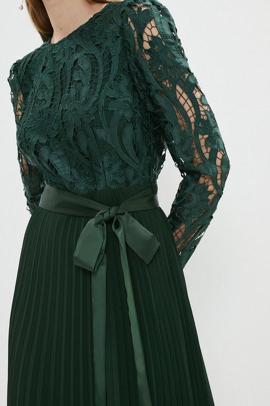 Coast Long Sleeve Lace Bodice Pleat Skirt Midi Dress 2