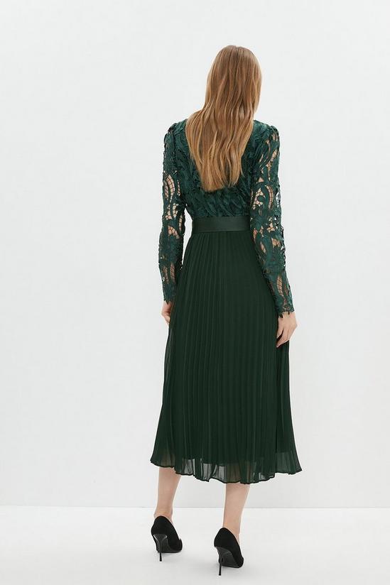 Coast Long Sleeve Lace Bodice Pleat Skirt Midi Dress 3
