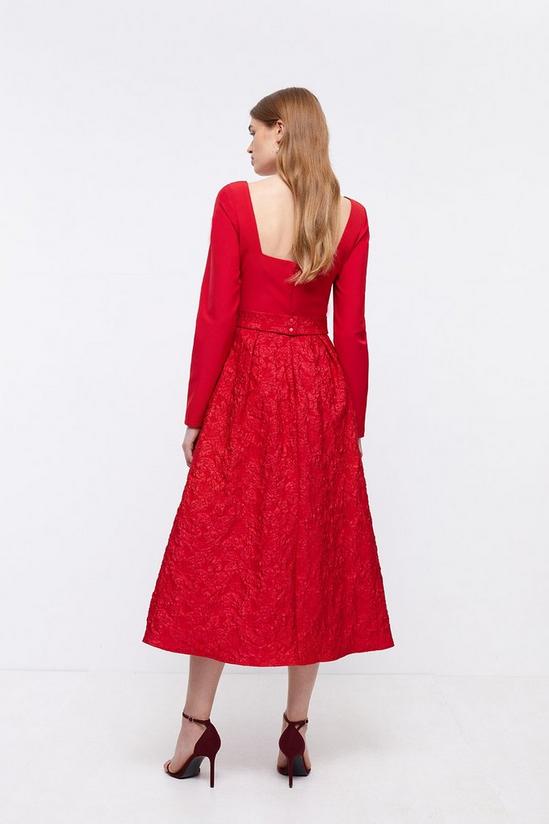 Coast Long Sleeve Jacquard Skirt Belted Midi Dress 3