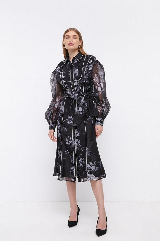 Coast Tipped And Pleated Organza Shirt Dress 1