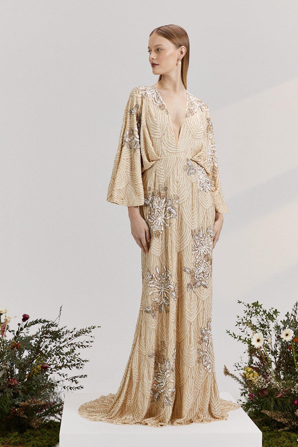 RSN Inspired Kimono Maxi Dress - Champagne