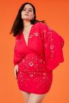 Coast Plus Size All Over Beaded V Neck Kimono Mini Dress thumbnail 1