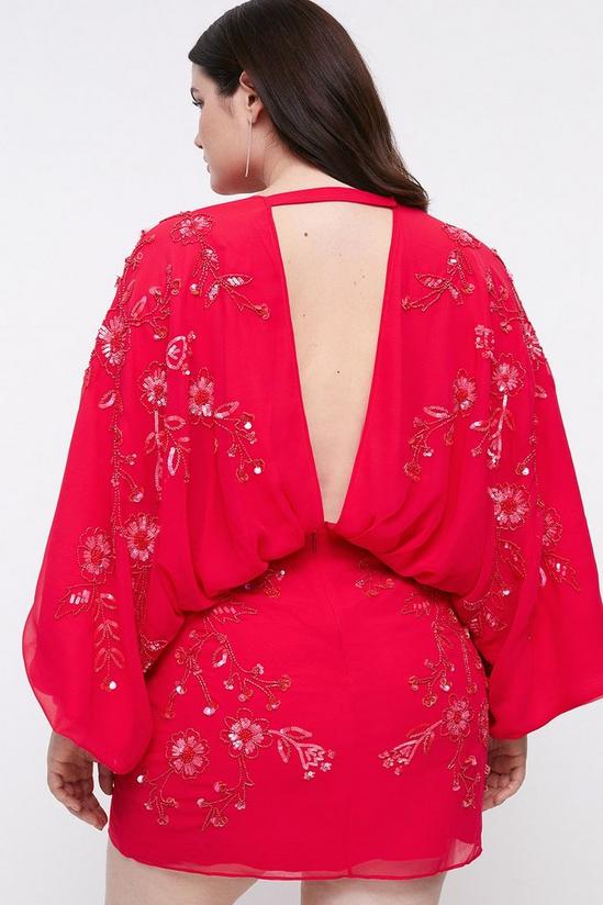 Coast Plus Size All Over Beaded V Neck Kimono Mini Dress 4