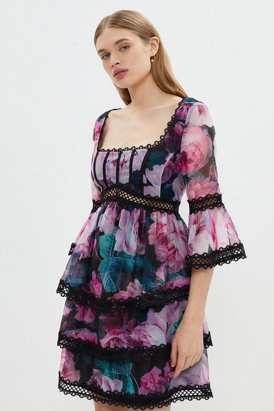 Coast Panelled Bodice Lace Trim Mini Dress 1