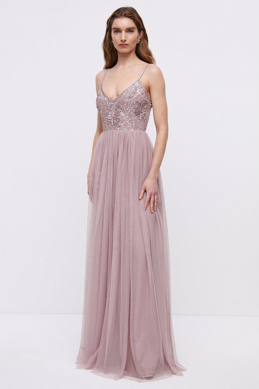 Maya cami strap maxi dress deals with tulle skirt and embellishment