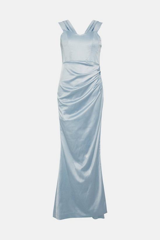 Coast Structured Satin Bardot Wrap Bridesmaids Maxi Dress 4