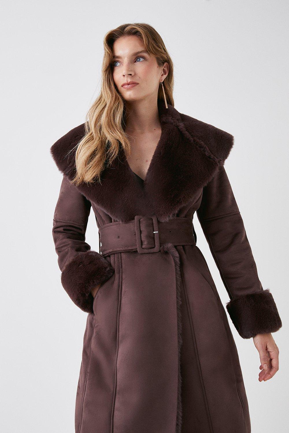 Long coat with fur hotsell collar womens