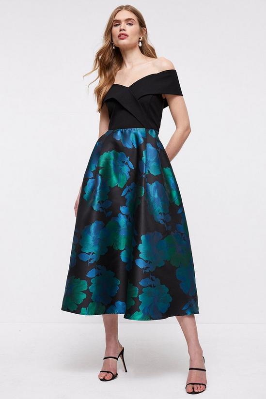 Coast Wrap Bardot Jacquard Skirt Midi Dress 1