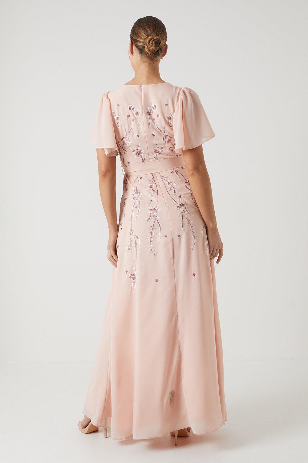 Coast maddie embroidered shop maxi dress blush