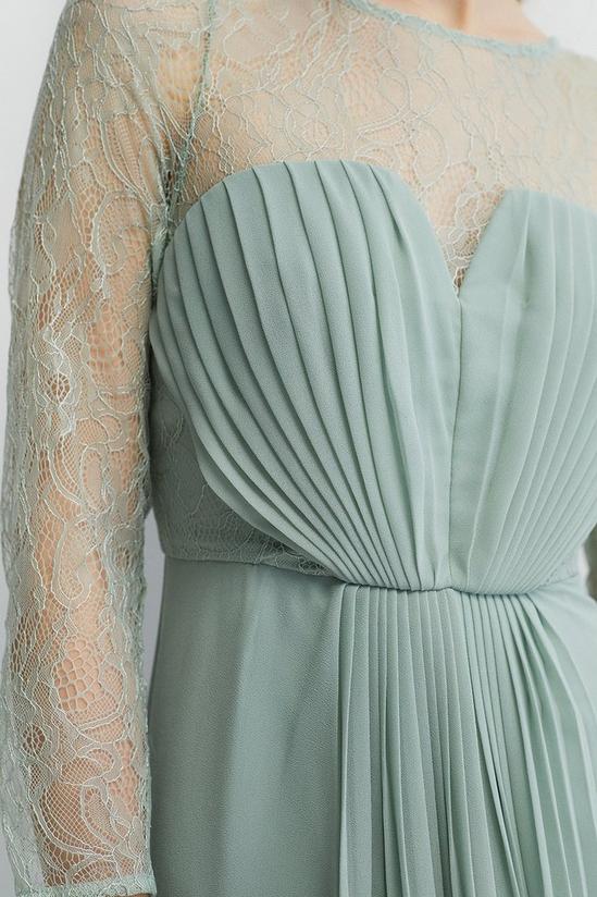 Coast Pleated Bodice Eyelash Lace Sleeve  Bridesmaids Maxi Dress 5