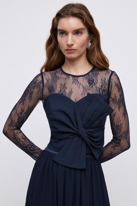 Coast Crepe Statement Bow Long Sleeve Lace Bridesmaids Top 1