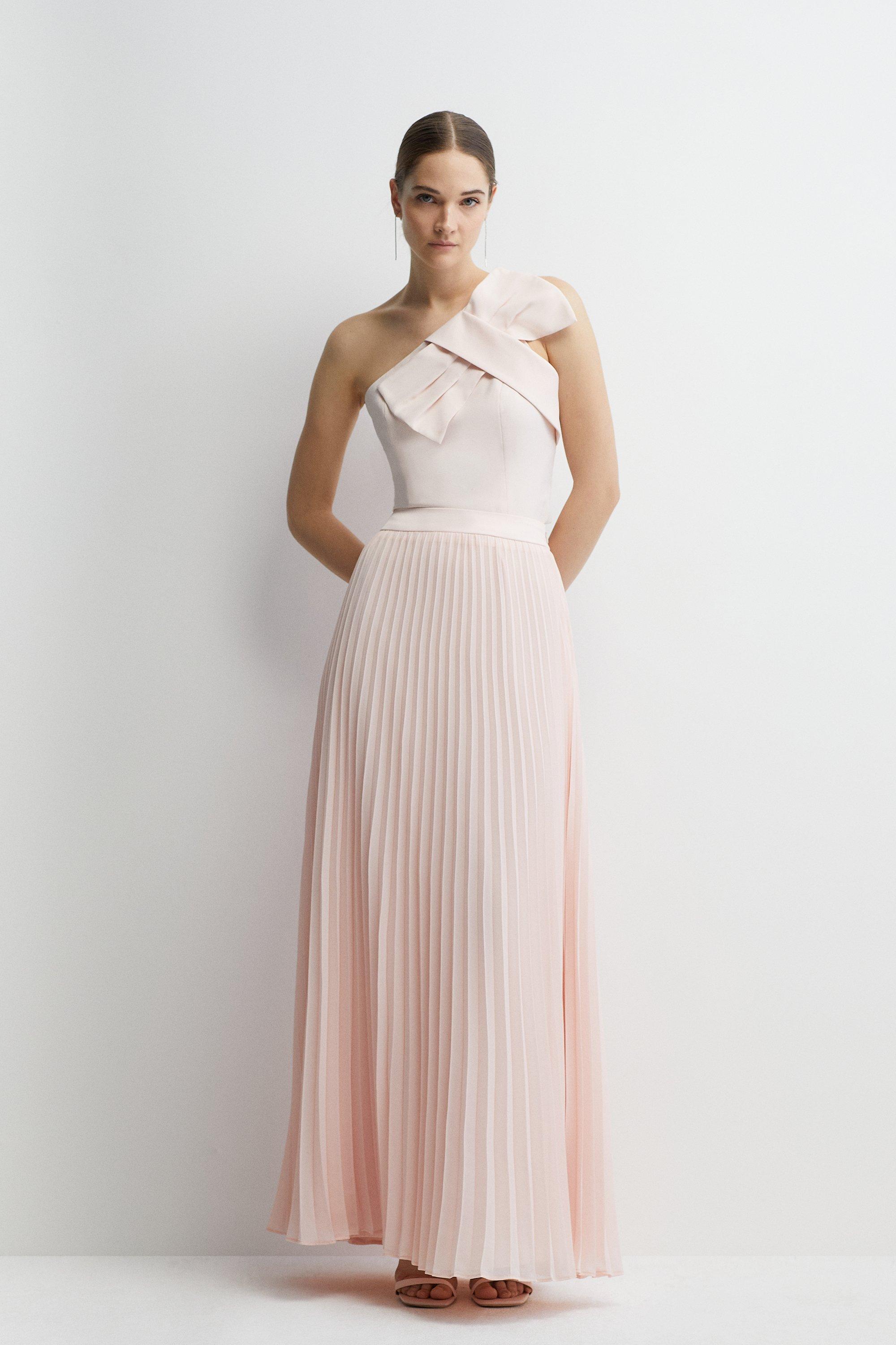 Skirts Sunray Pleated Chiffon Bridesmaids Midi Skirt Coast