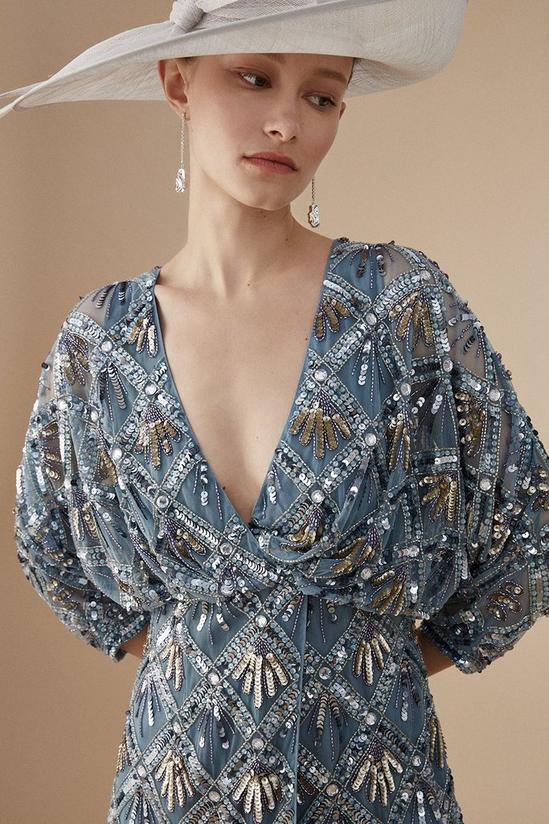 Coast Lisa Tan Premium Hand Embellished Deco Wrap Midi Dress 2