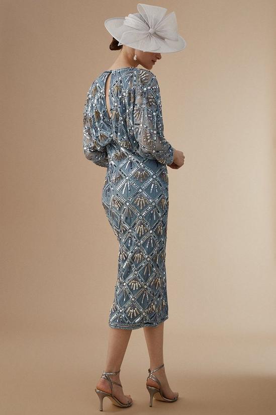 Coast Lisa Tan Premium Hand Embellished Deco Wrap Midi Dress 5