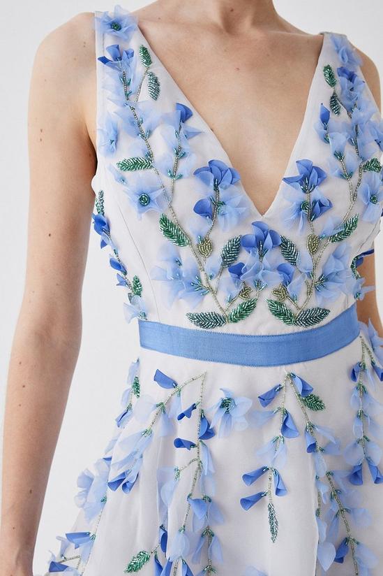 Coast Plunge Organza 3d Floral Full Skirt Midi Dress 2