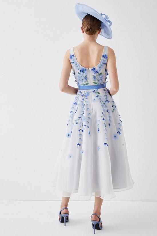 Coast Plunge Organza 3d Floral Full Skirt Midi Dress 3