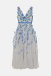 Coast Plunge Organza 3d Floral Full Skirt Midi Dress thumbnail 4