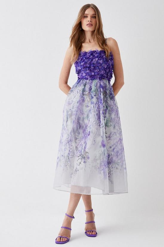 Coast Hand Stitched 3d Floral Bodice Full Skirt Midi Dress 1