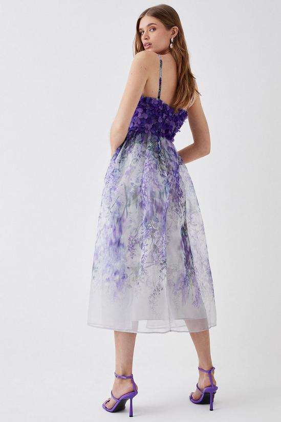 Coast Hand Stitched 3d Floral Bodice Full Skirt Midi Dress 3