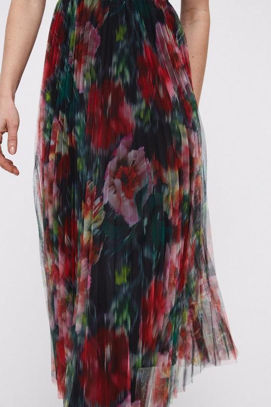 Coast Blurred Floral Tipped Pleated Mesh Midi Dress 3
