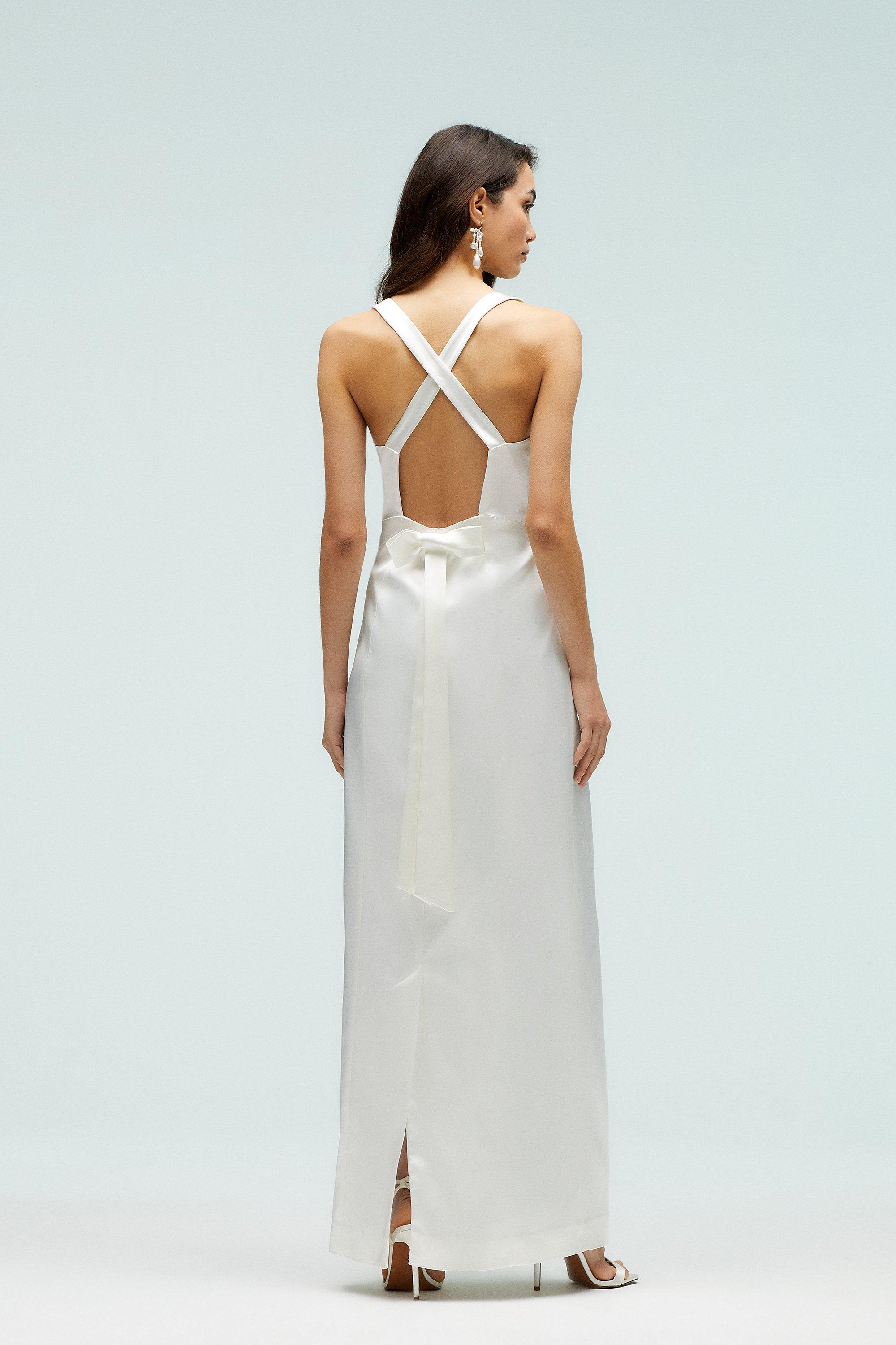 White cross strap hot sale detail maxi dress