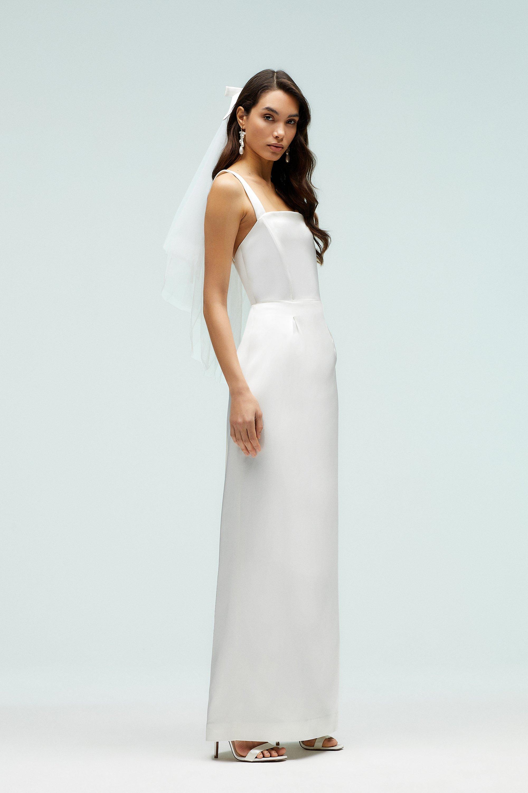 White cross strap hot sale detail maxi dress