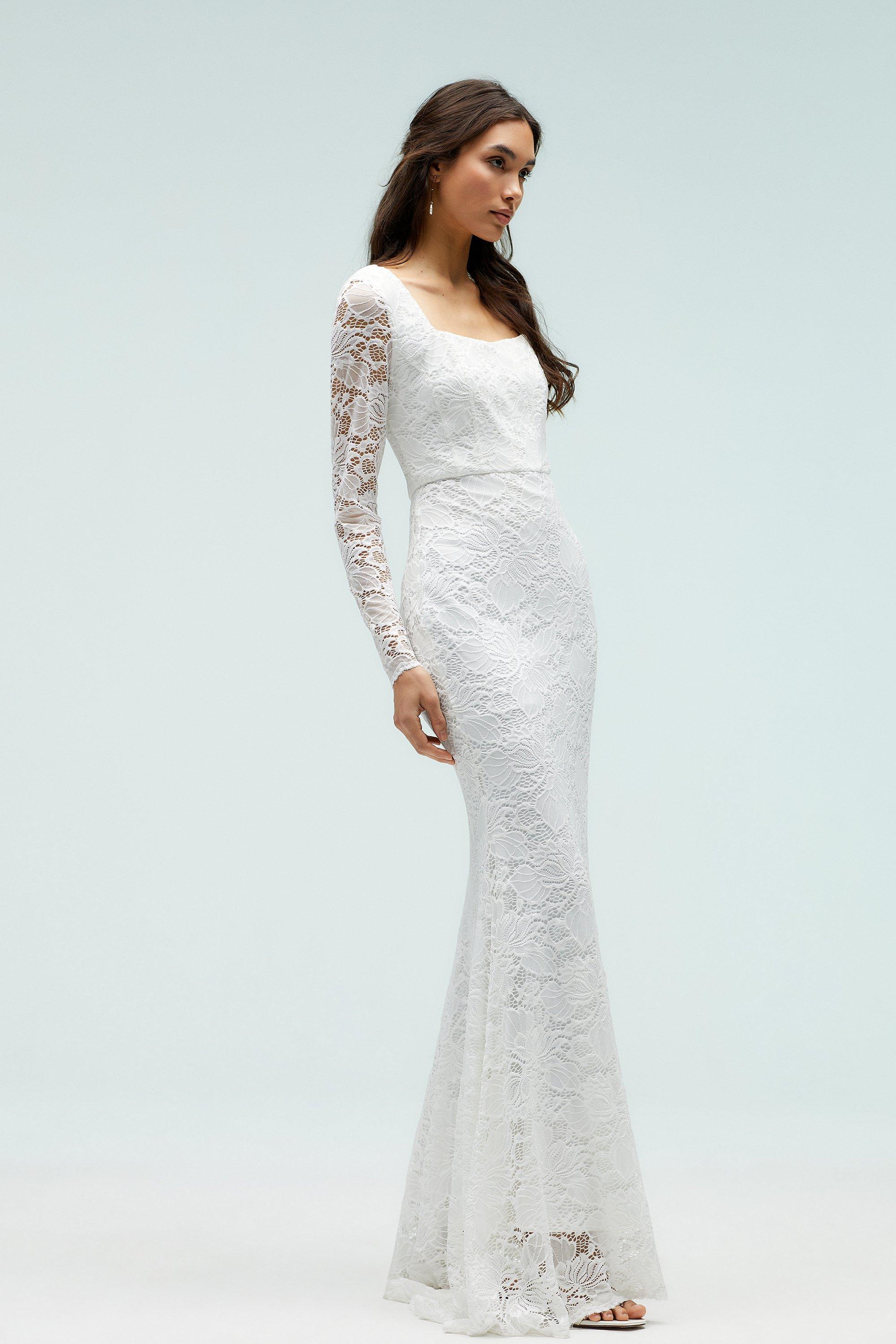 White lace hot sale fishtail dress