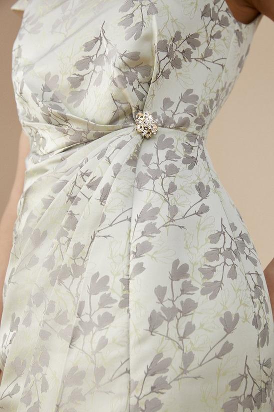 Coast Lisa Tan Premium Pleat Detail Bardot Jacquard Pencil Dress 2