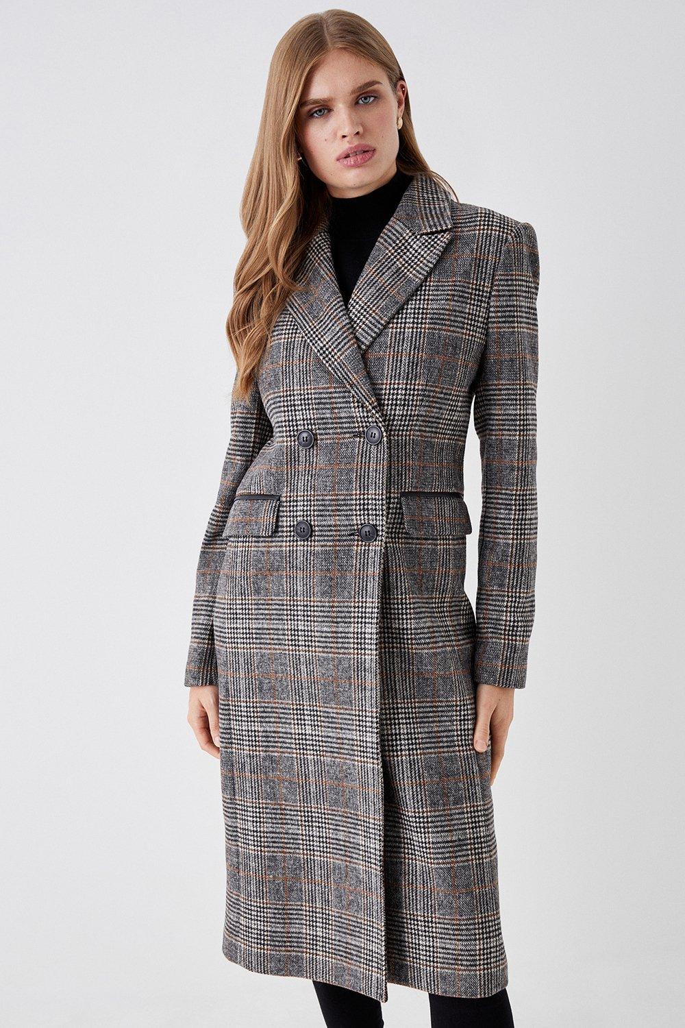 Double Breasted Longline Coat - Grey