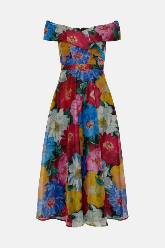 Coast Organza Floral Bardot Ruched Bodice Midi Dress 4