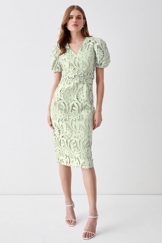 Coast Pencil Dress In Satin Lace With Tie 1