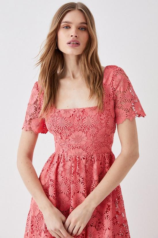 Coast Square Neck Lace Dress With Short Sleeve 3