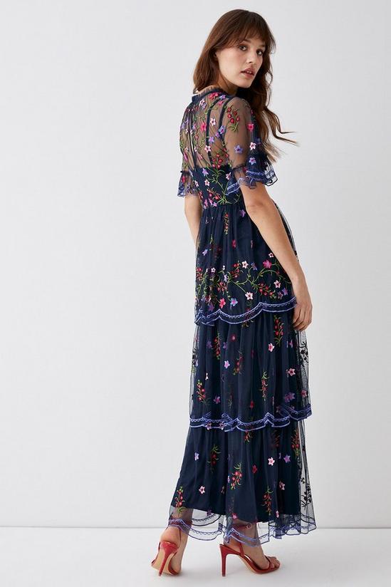 Coast Embroidered Mesh Scallop Tiered Maxi Dress 5