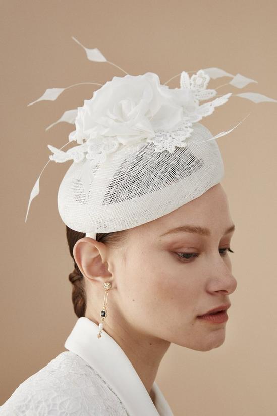 Coast Lisa Tan Flower And Lace Detail Side Facing Fascinator 1