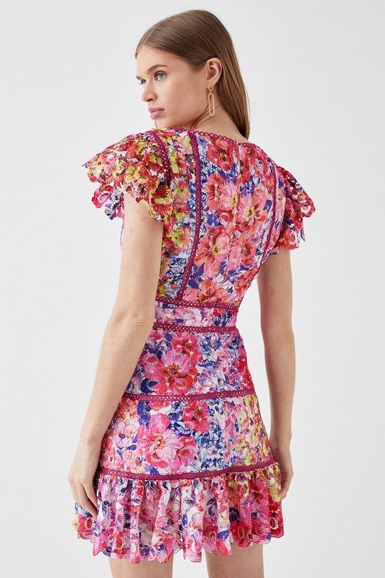 Coast Printed Lace Mini Dress With Trims 3